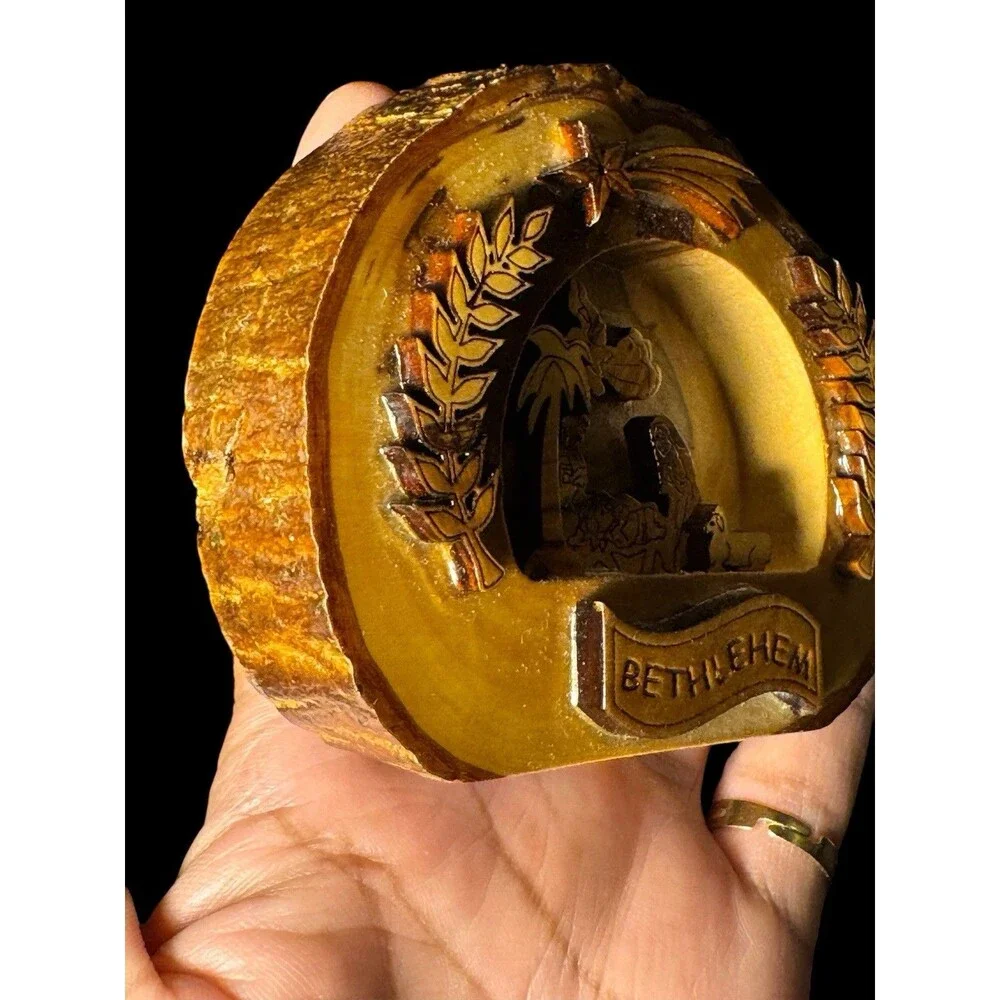 NEW Hand Carved Olivewood Bethlehem Nativity Scene from The Holy Land 3.5”